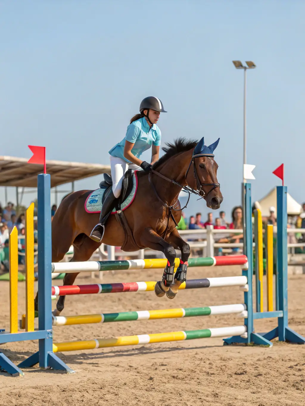 An image of a horse jumping over an obstacle during an equestrian event at RENCONTRES EQUESTRES DE CHAMBERET, showcasing the skill and precision of the rider and horse.